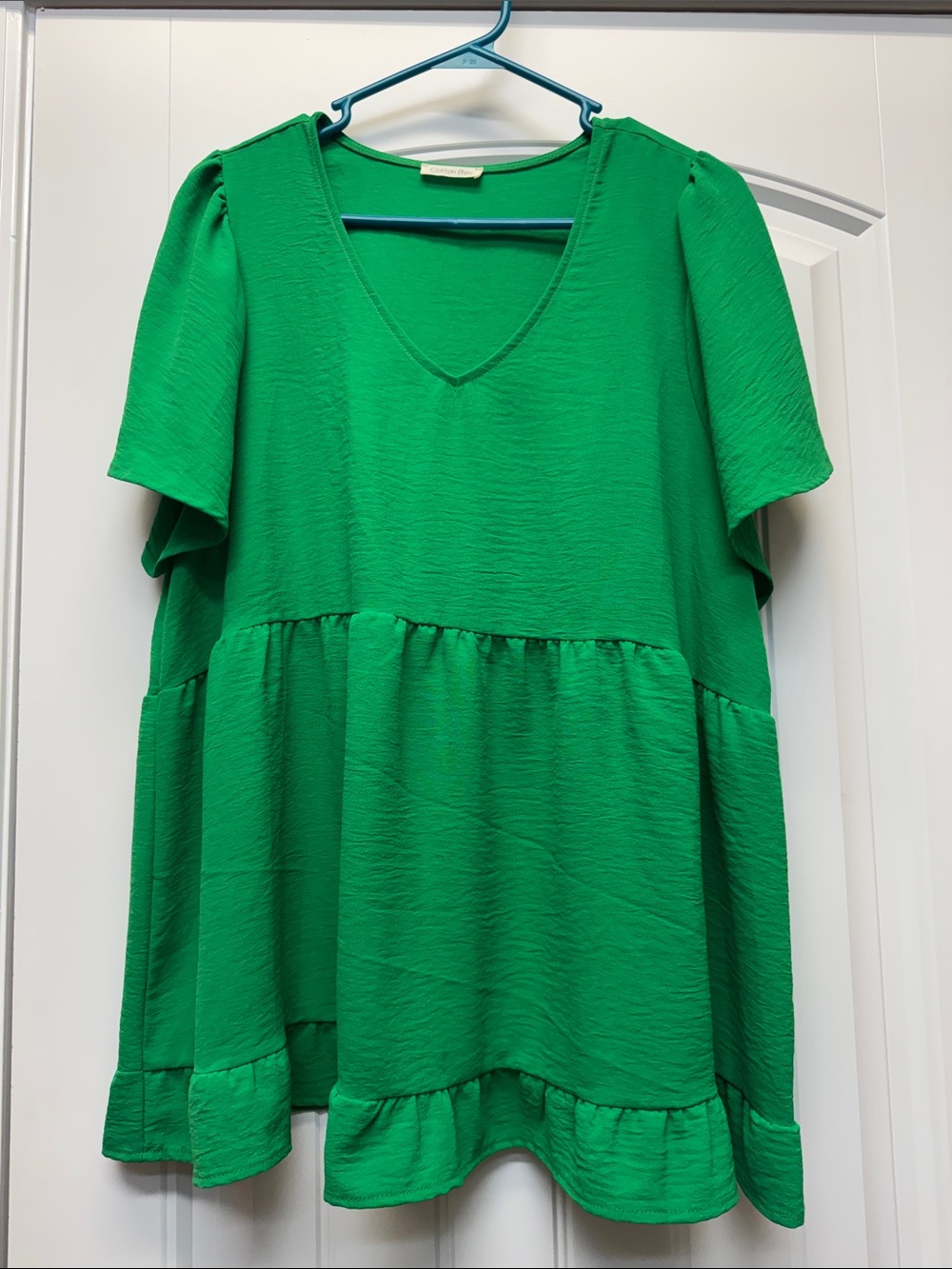 Cotton Bleu Kelly Green blouse size L